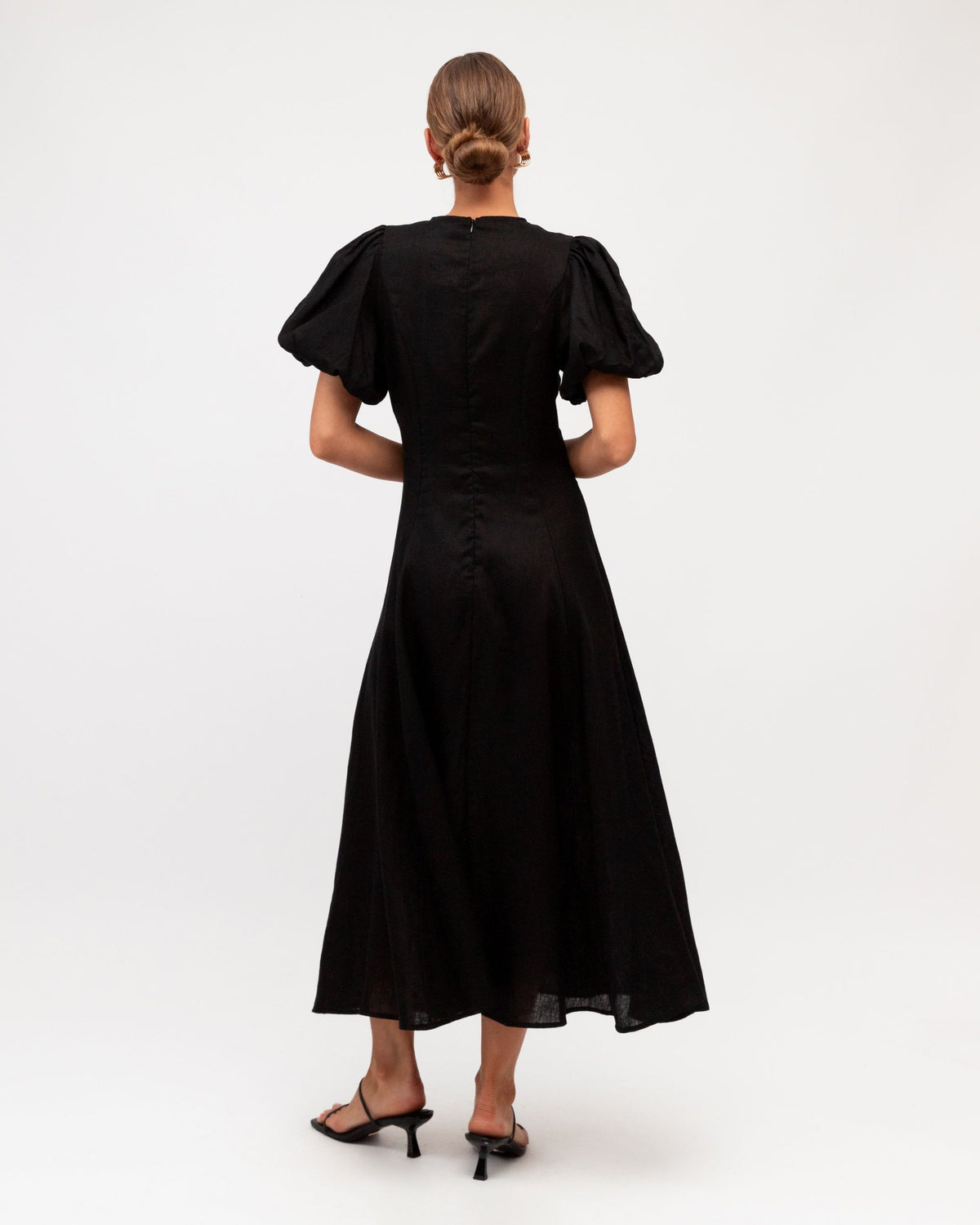 WHITE CLOSET / CHICA TWIST LINEN DRESS / BLACK / TFL8545-27