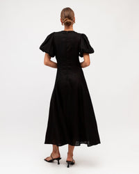 WHITE CLOSET / CHICA TWIST LINEN DRESS / BLACK / TFL8545-27