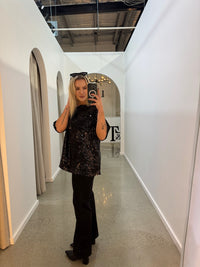 BY FRANKIE / BLACK SEQUINS TEE / 231-21