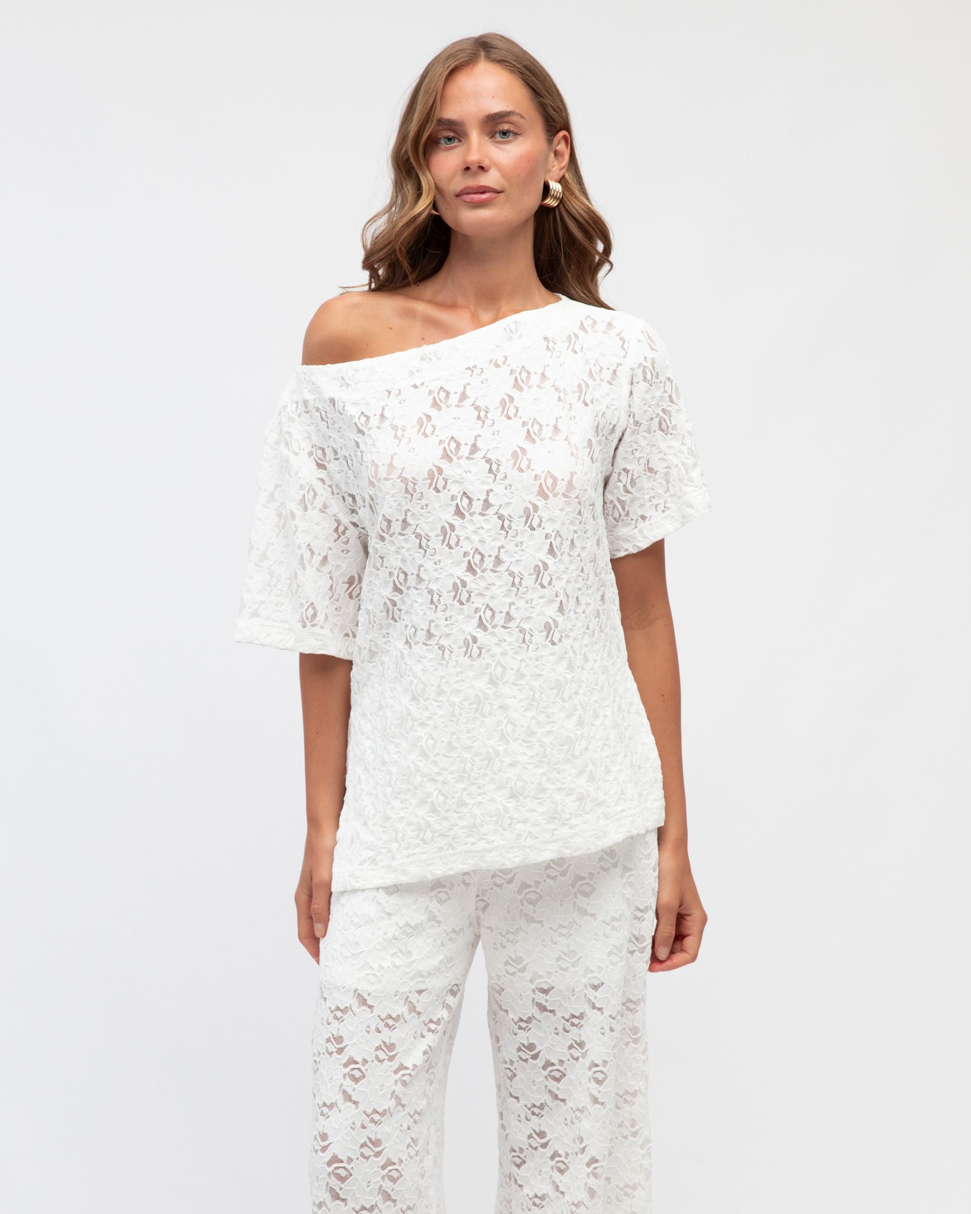 WHITE CLOSET / JENNA LACE TEE / IVORY/ TF10936-2