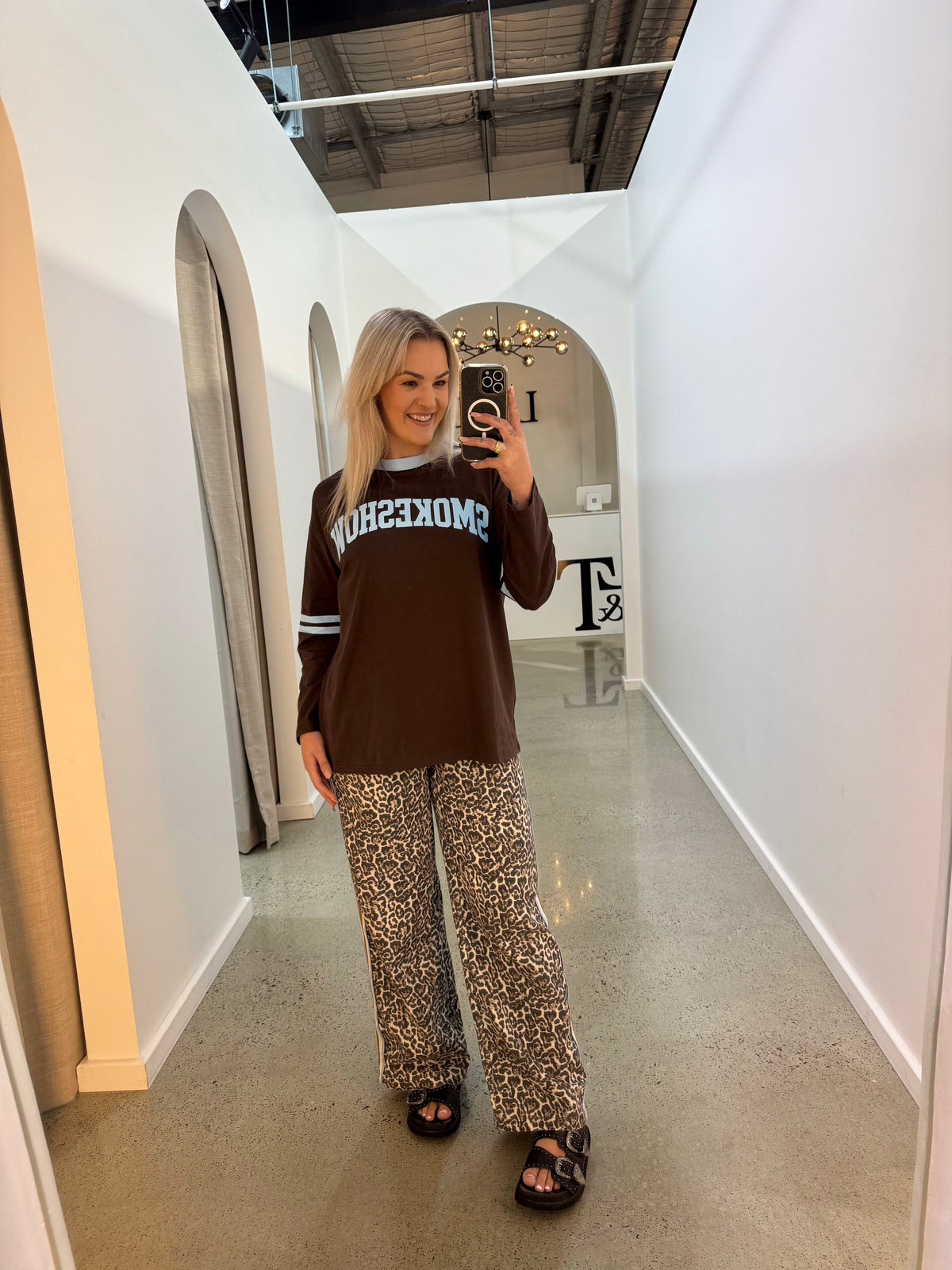 BY FRANKIE / LEOPARD BLUE STRIP PANTS / 526-37