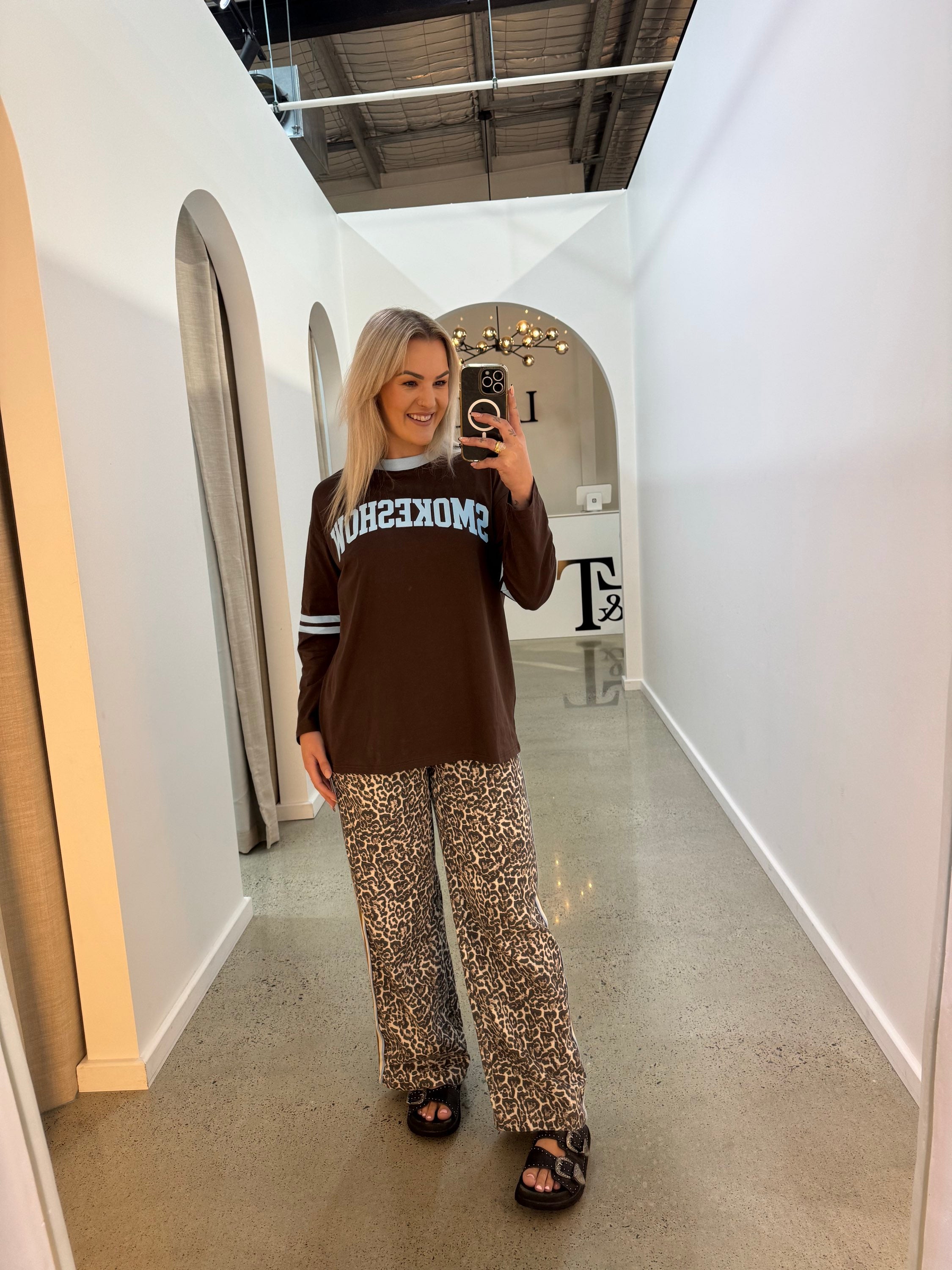 BY FRANKIE / LEOPARD BLUE STRIP PANTS / 526-37