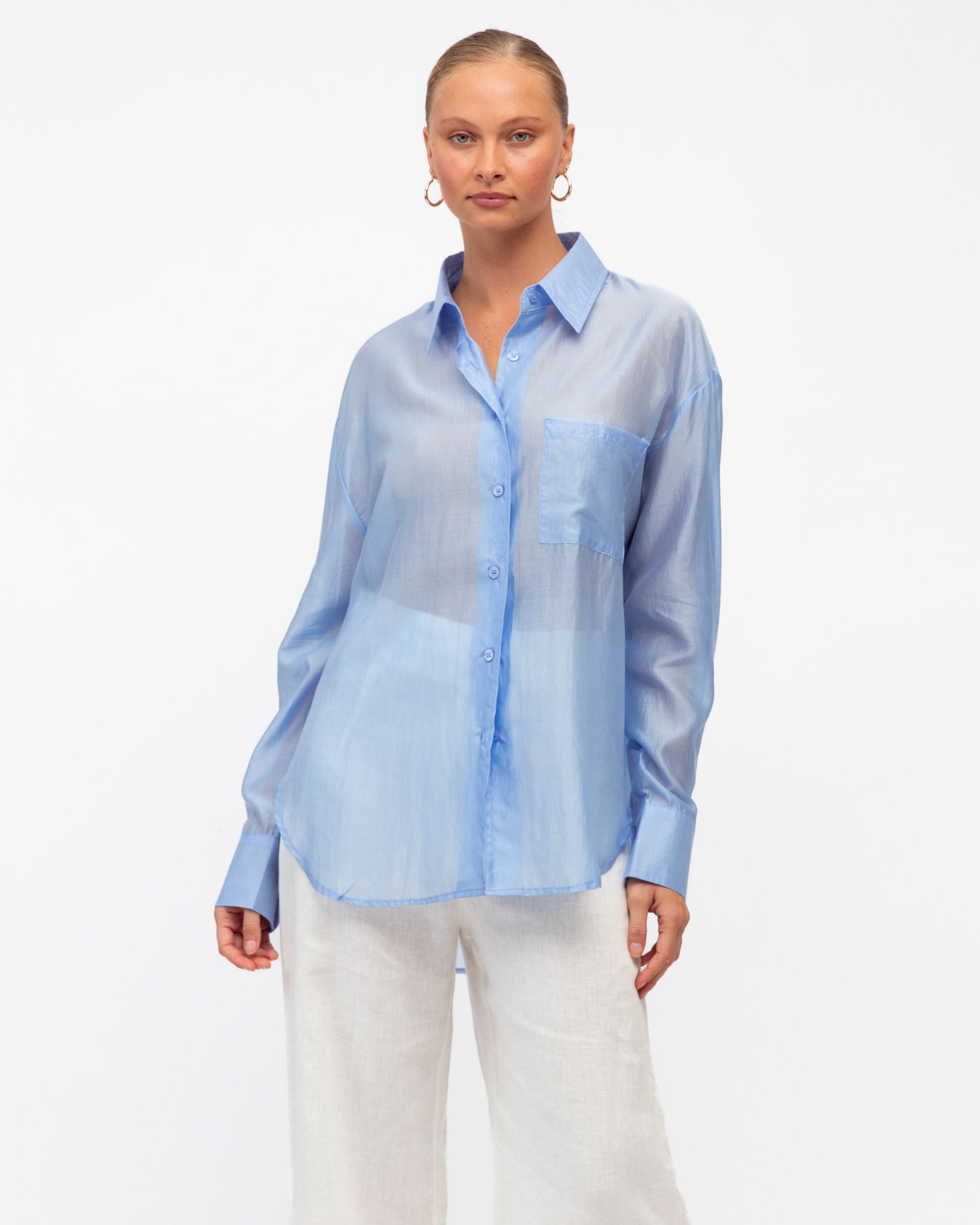 WHITE CLOSET / BLUE SHEER SHIRT / TF10475-16