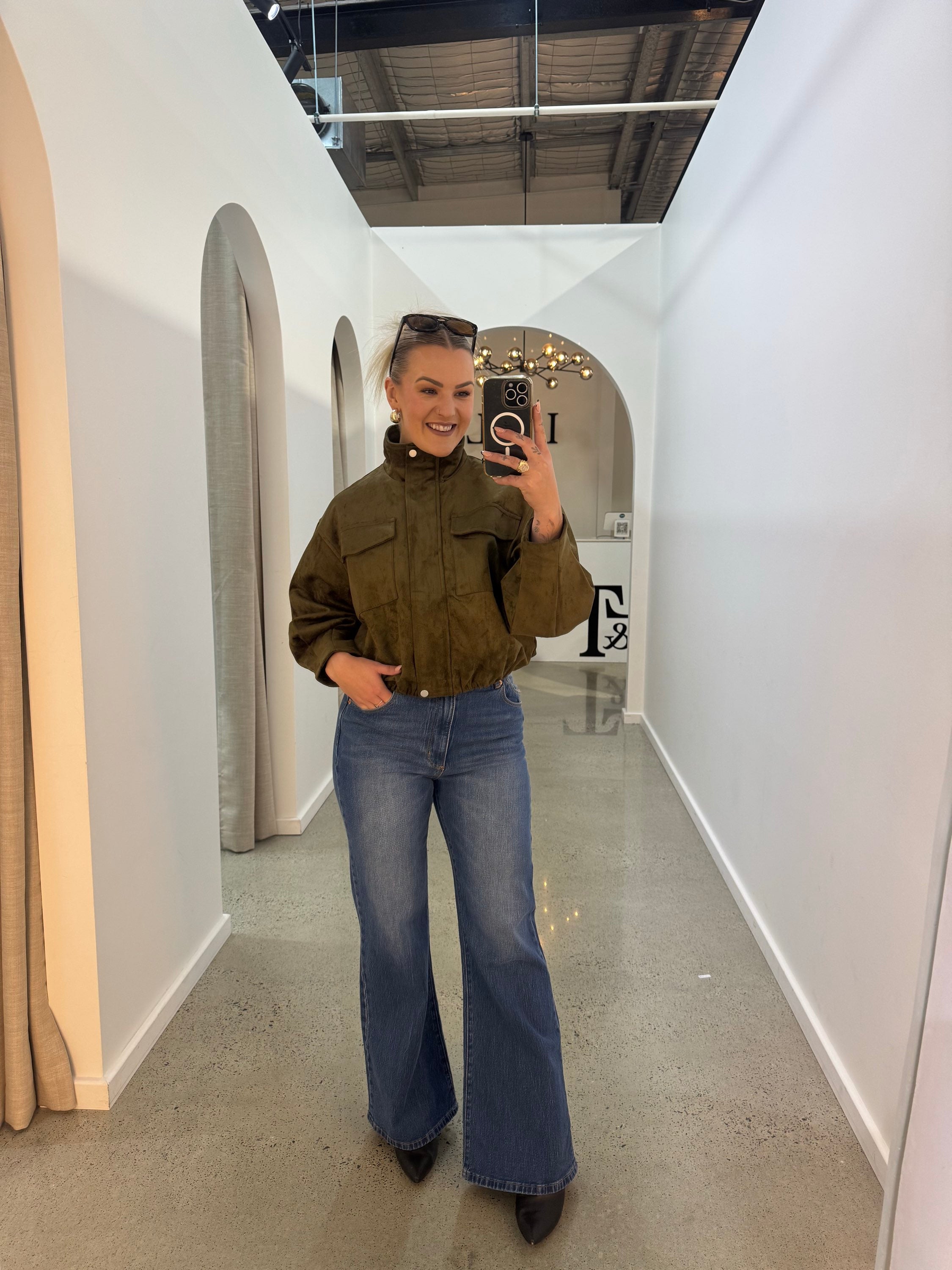 BY FRANKIE / KHAKI FAX SUEDE JACKET / 889-2