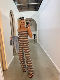 BY FRANKIE / CHOC - PEACH STRIPPED PANTS / 853-1