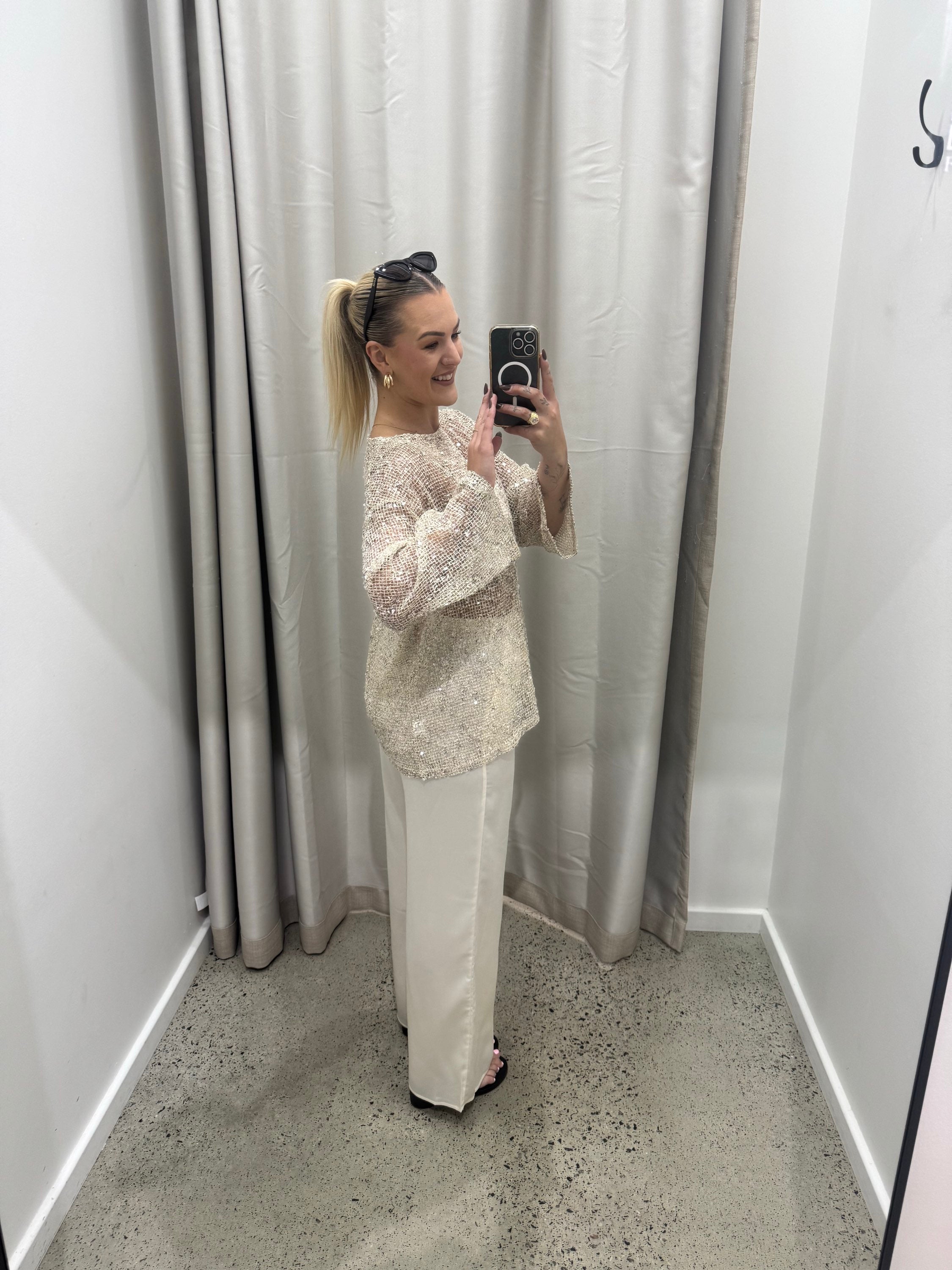 BY FRANKIE / BEIGE SEQUINS L/S / 837-2