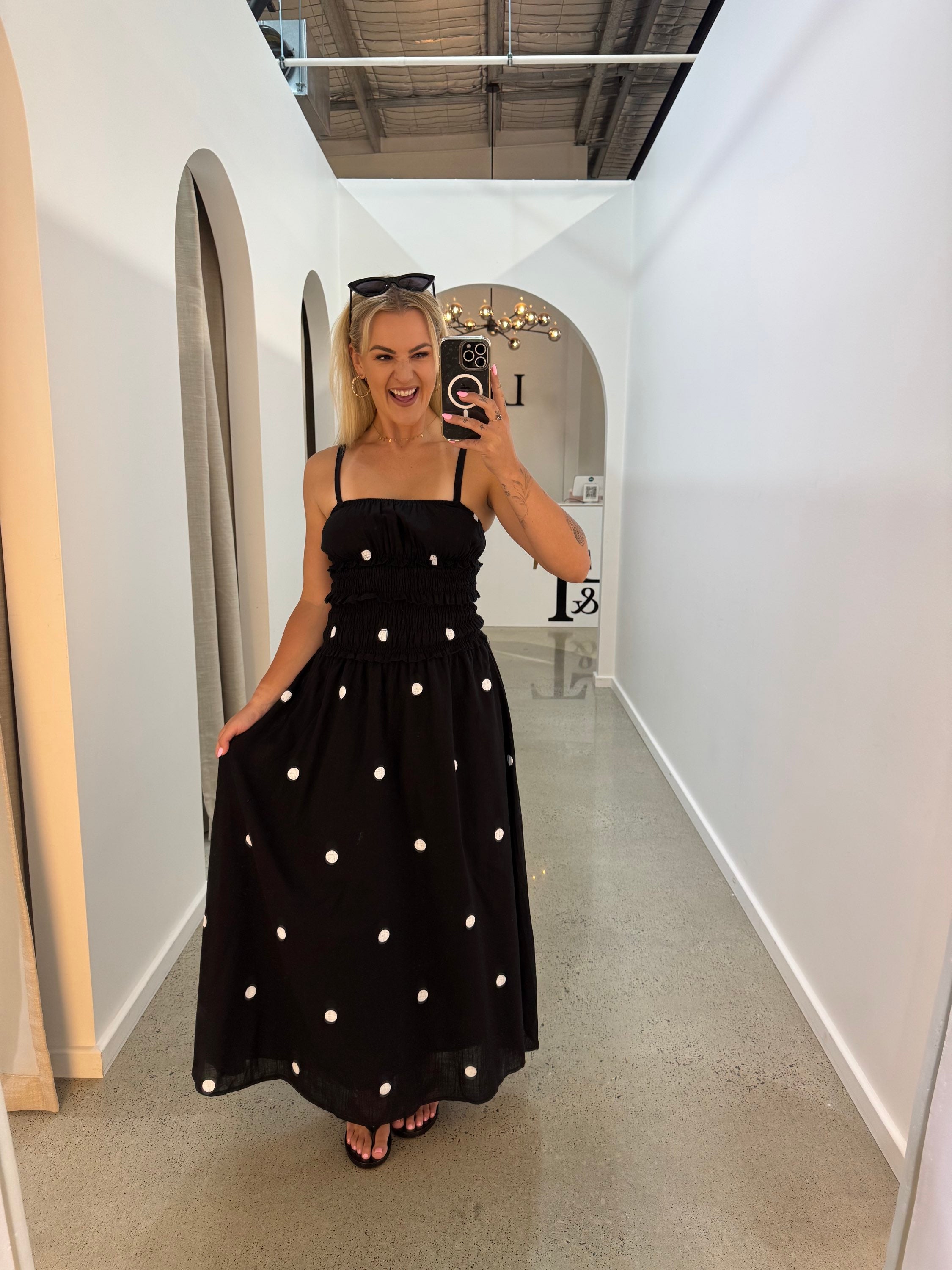 BY FRANKIE /  BLACK  POLKA MAXI DRESS / 290-1