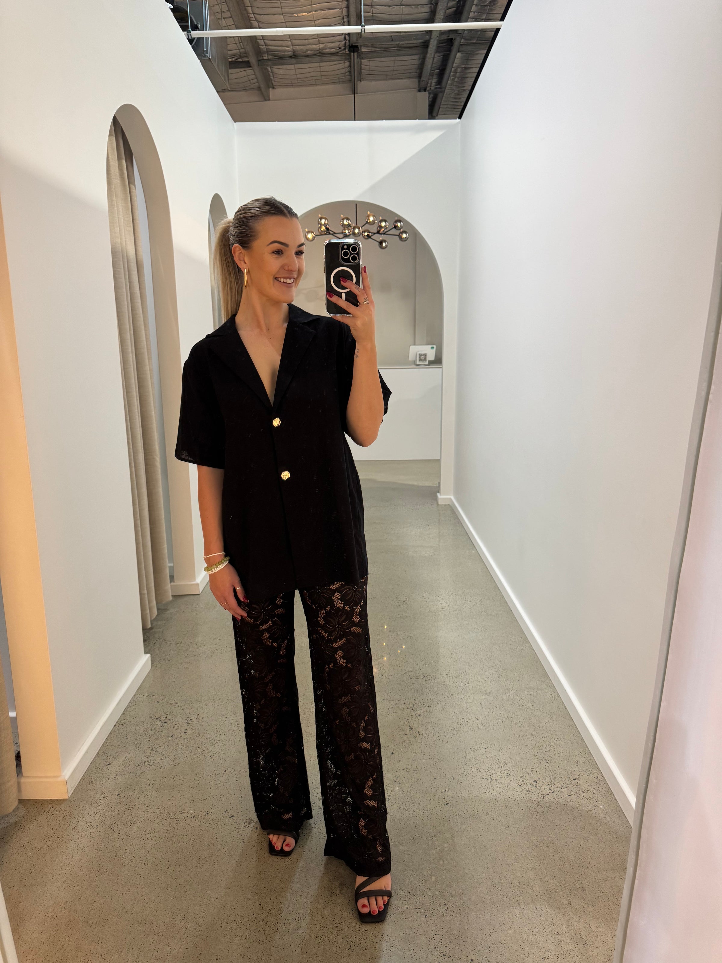 BY FRANKIE / BLACK LACE PANTS / 244-1