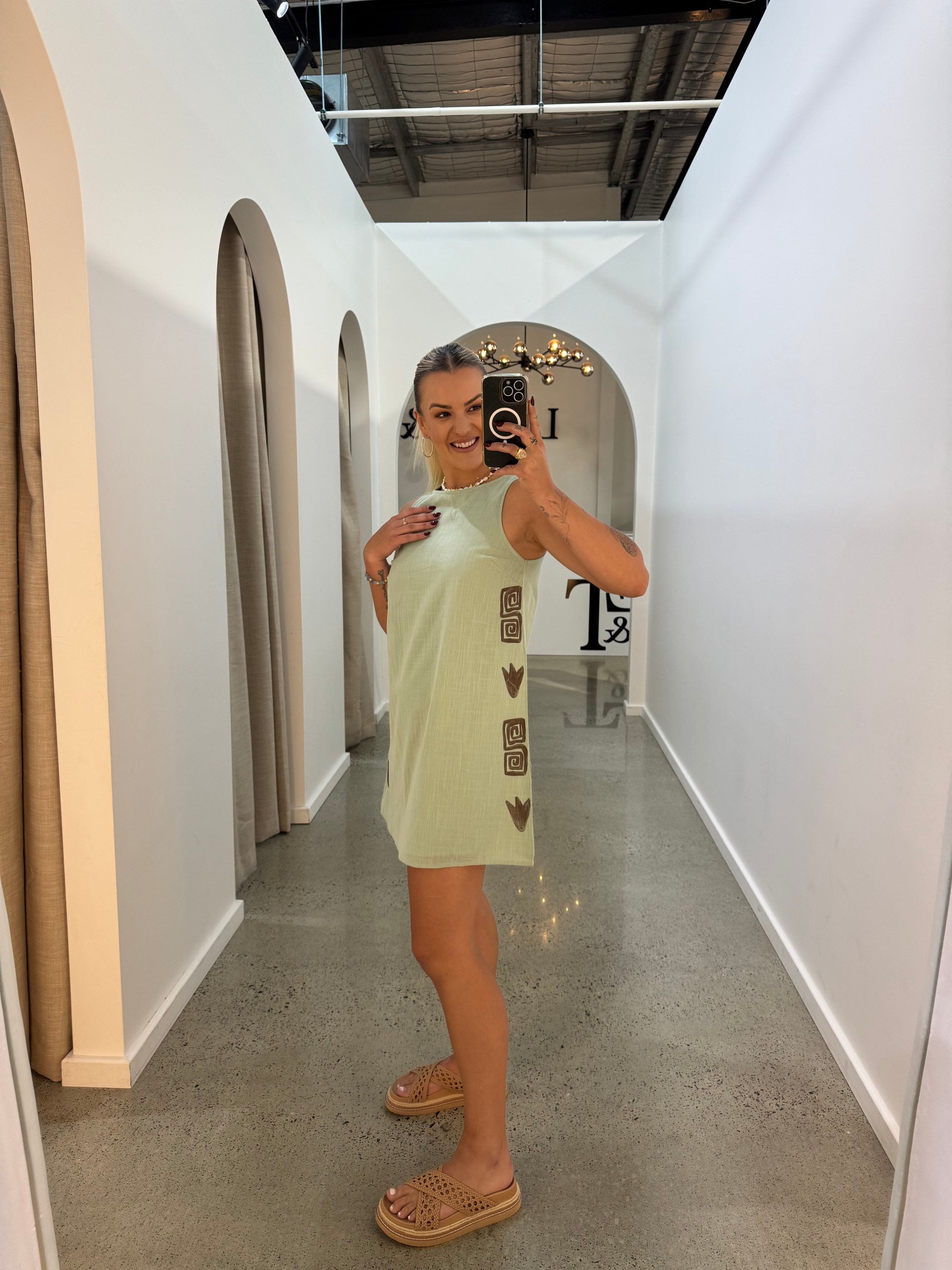 BY FRANKIE / SAGE CHOC SIDE PANEL SHIFT DRESS / 144-12