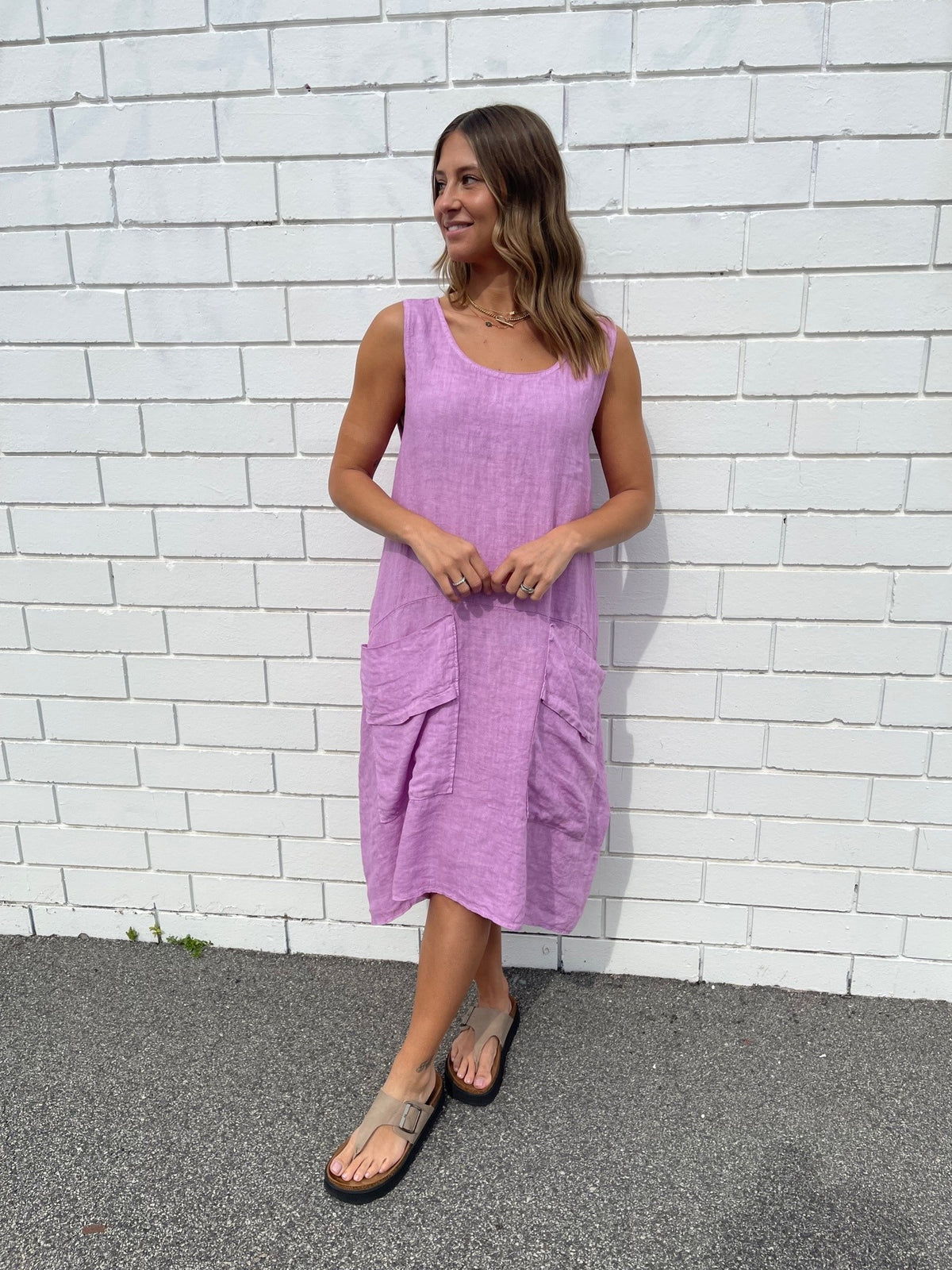 WAF ITALIAN LINEN DRESS / LILAC