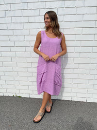 WAF ITALIAN LINEN DRESS / LILAC