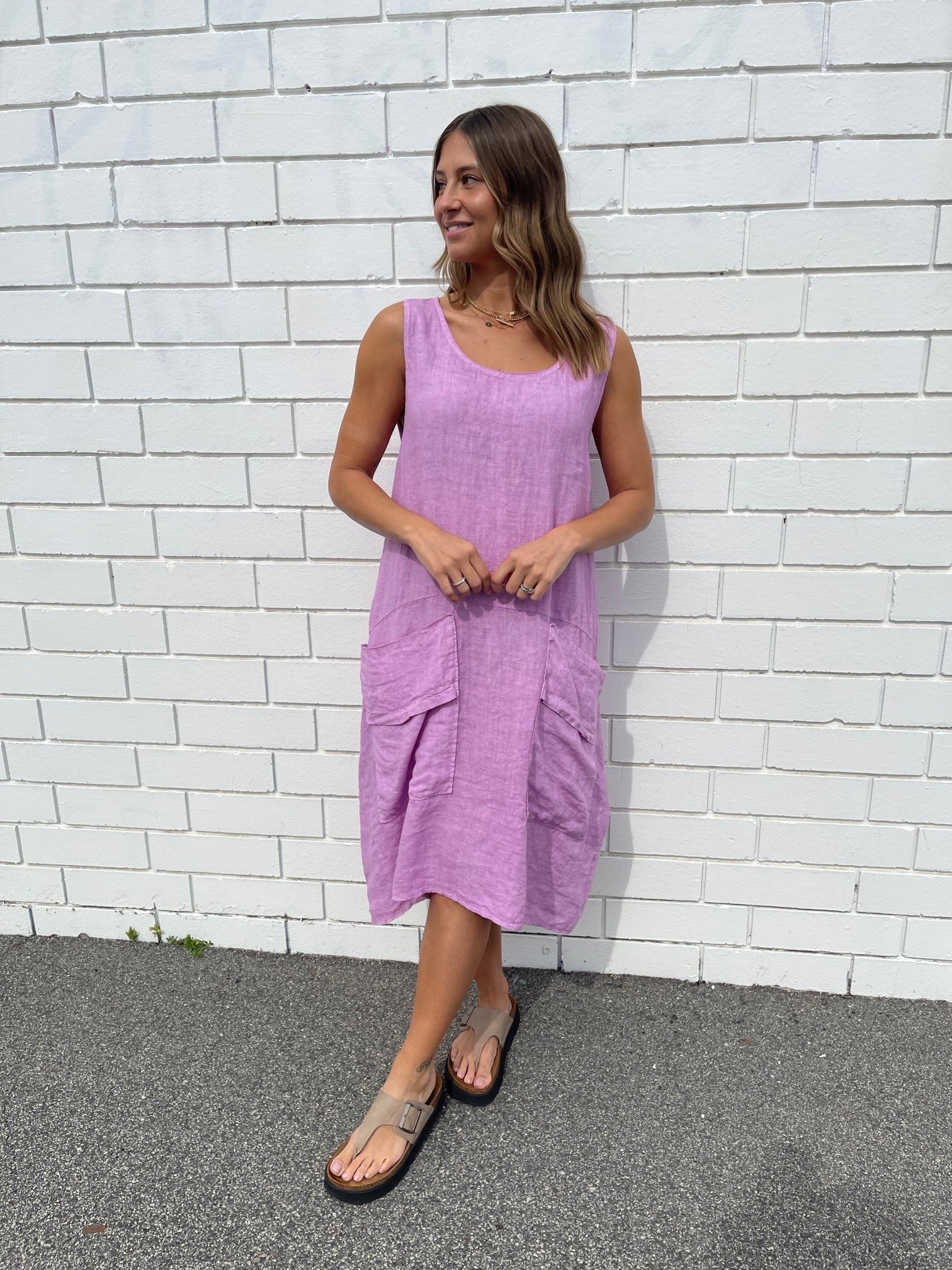 WAF ITALIAN LINEN DRESS / LILAC