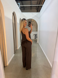BY FRANKIE / ONE SHOULDER CUPRO TOP CHOCOLATE / 202612-2