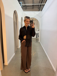 BY FRANKIE / CHOCOLATE- LEOPARD STRIPE PANTS / 987-3