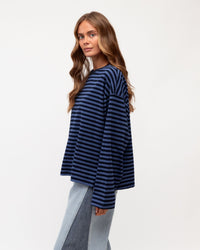 PAPER HEART / REMI STRIP LS TEE / PH14084 / NAVY- BLUE