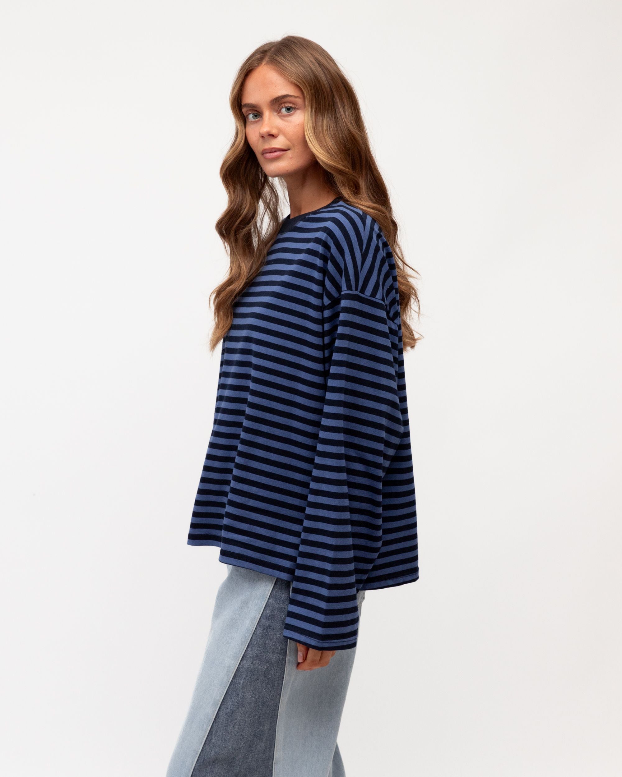PAPER HEART / REMI STRIP LS TEE / PH14084 / NAVY- BLUE