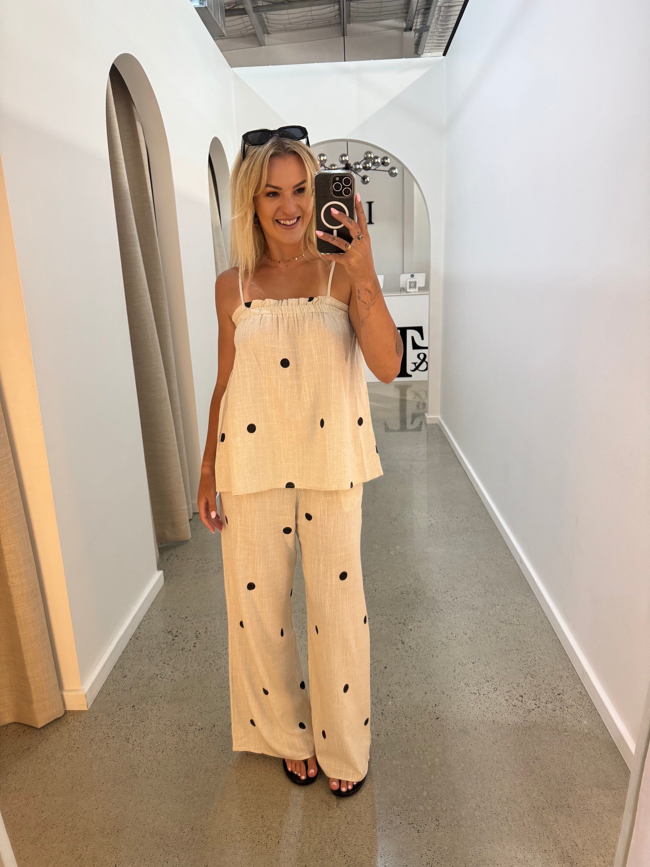 BY FRANKIE / OATMEAL POLKA TOP / 575-2