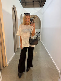 BY FRANKIE / WHITE SEQUINS TEE / 231-20