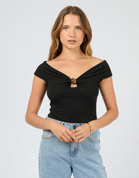 SILENT THEORY / ATLAS OFF SHOULDER TOP / BLACK / 60X5457