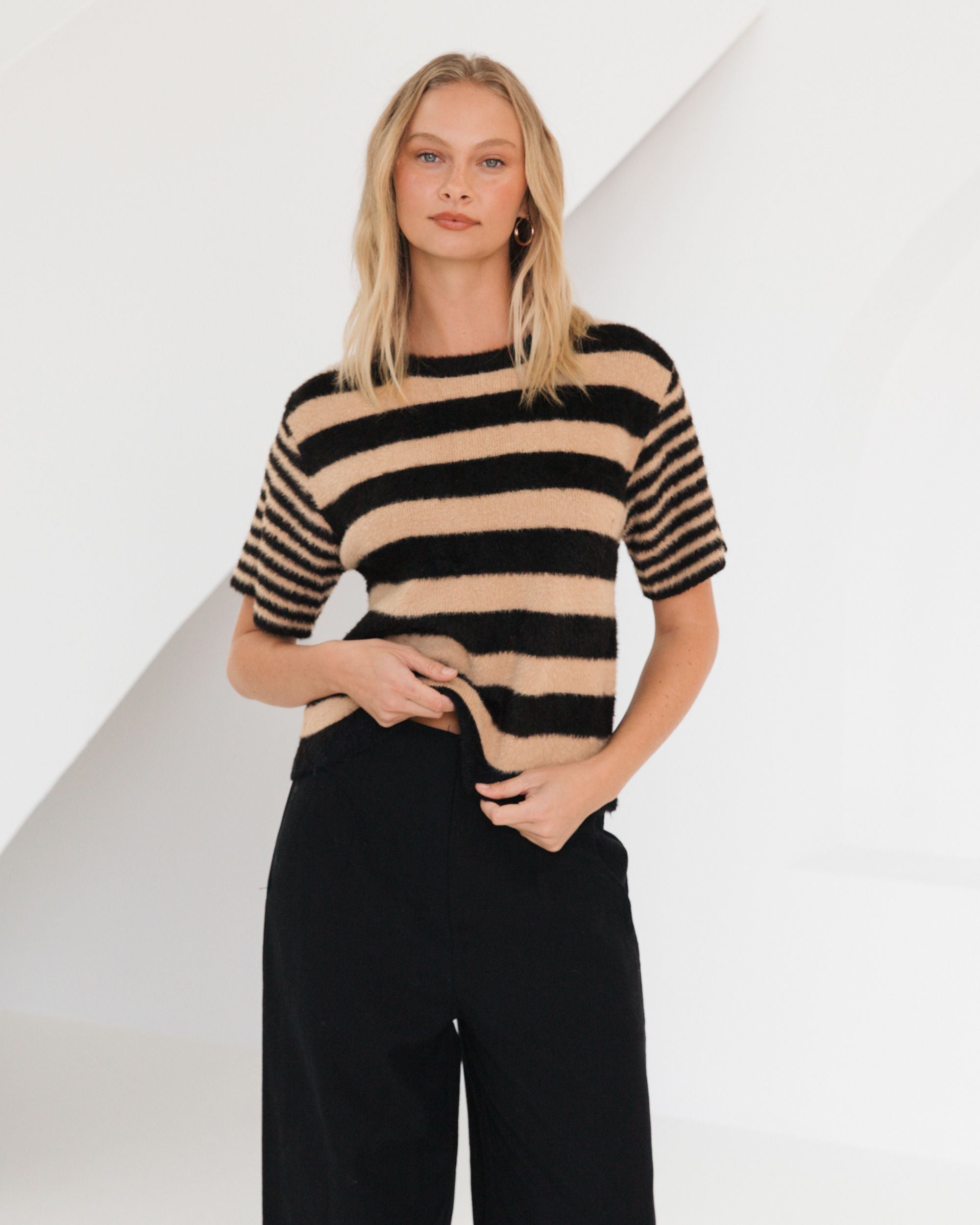 PAPER HEART / VANESSA KNIT TEE / BLK PH13931