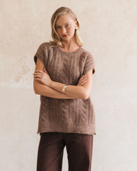 WHITE CLOSET / LIXUE KNIT TOP / CHOCOLATE / TF11622