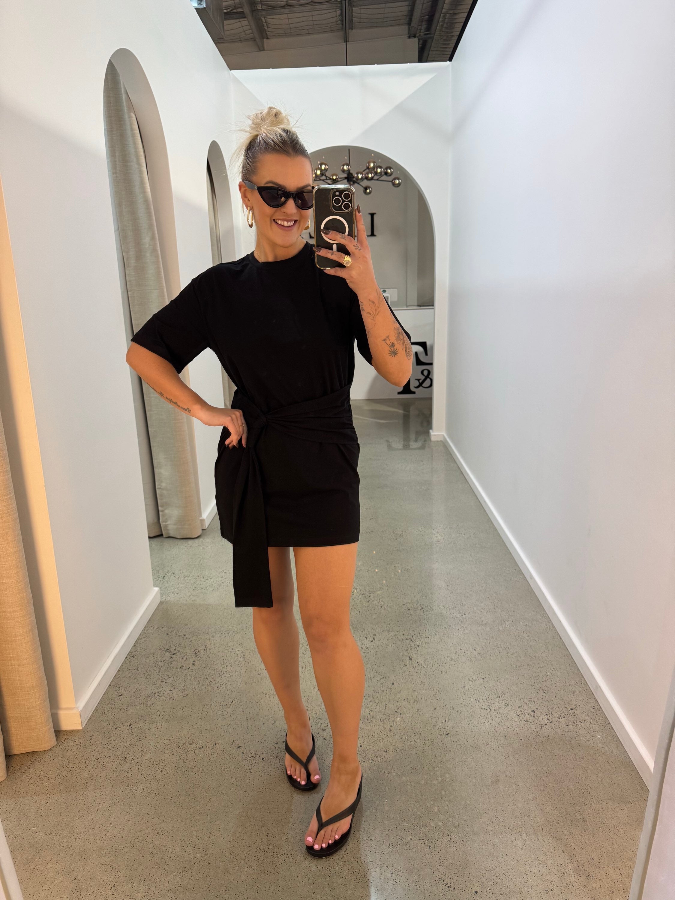 BY FRANKIE / BLACK T-SHIRT TIE DRESS / 202604