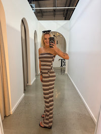 BY FRANKIE / CHOC - PEACH STRIPPED TOP / 853-1