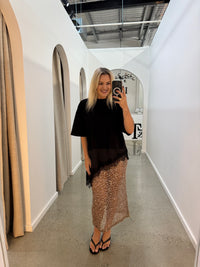 BY FRANKIE / SEQUINS KNIT SKIRT / CHOCOLATE / 163