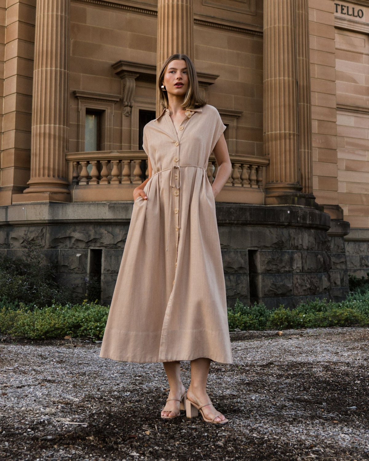 WHITE CLOSET / MARIETTE SHIRT DRESS / NATURAL / TF10746