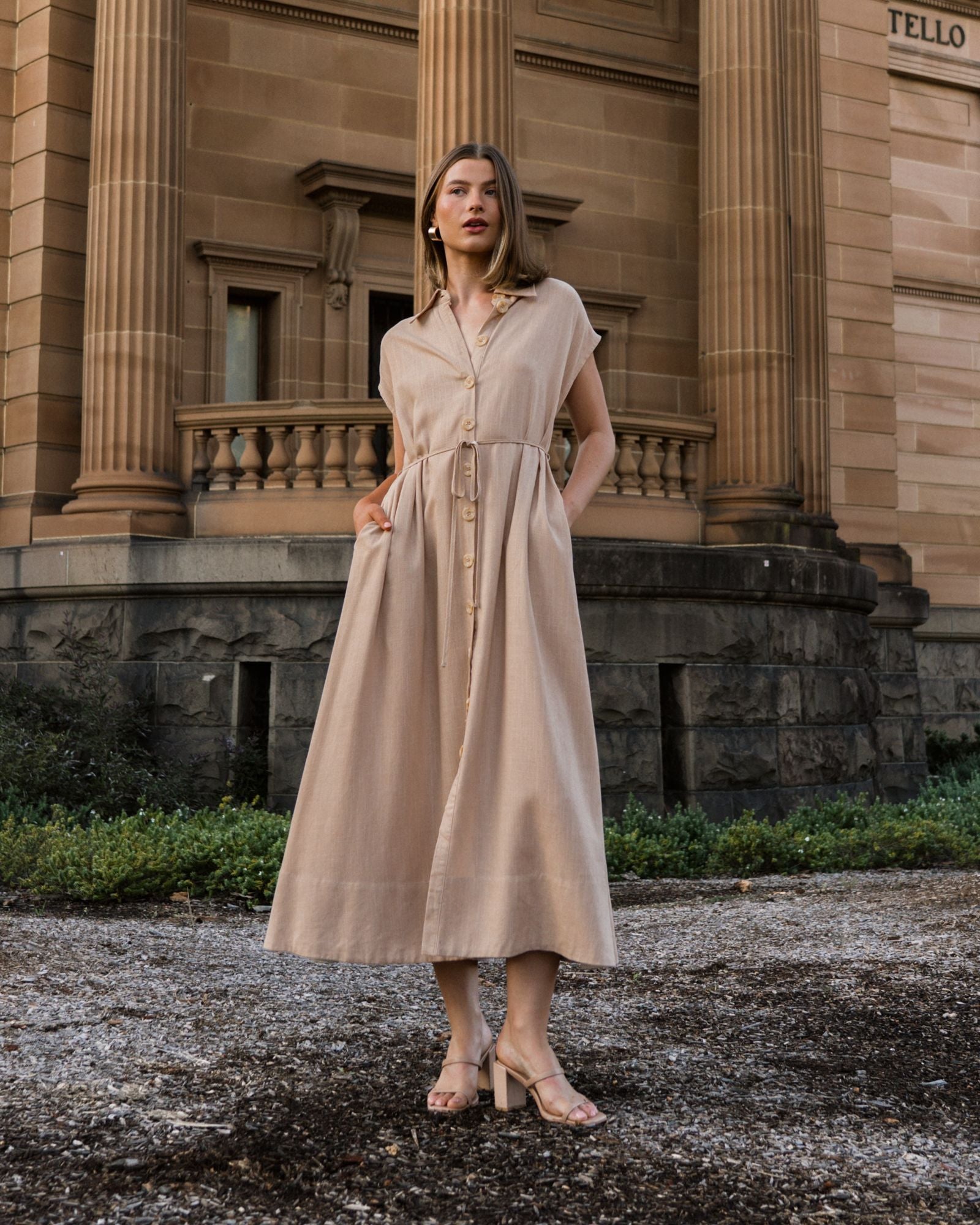 WHITE CLOSET / MARIETTE SHIRT DRESS / NATURAL / TF10746