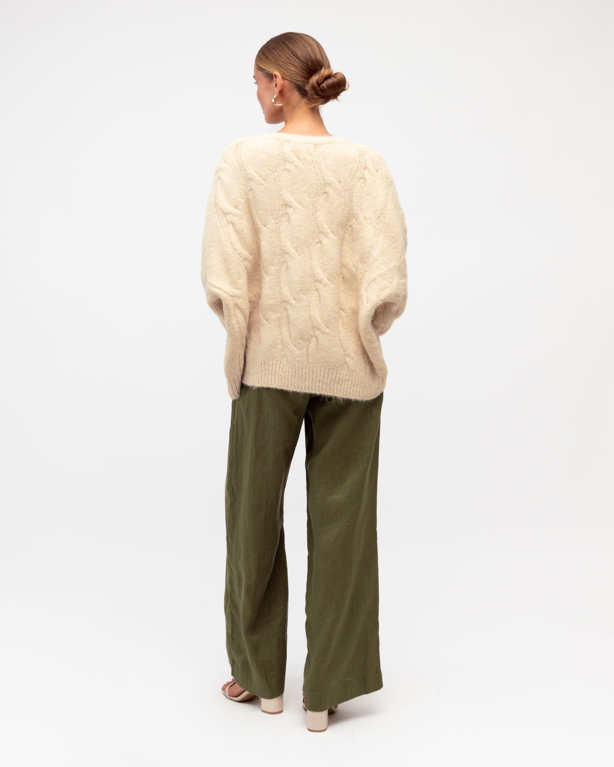 WHITE CLOSET / FLIP LINEN PANTS KAHKI TGL7581-58