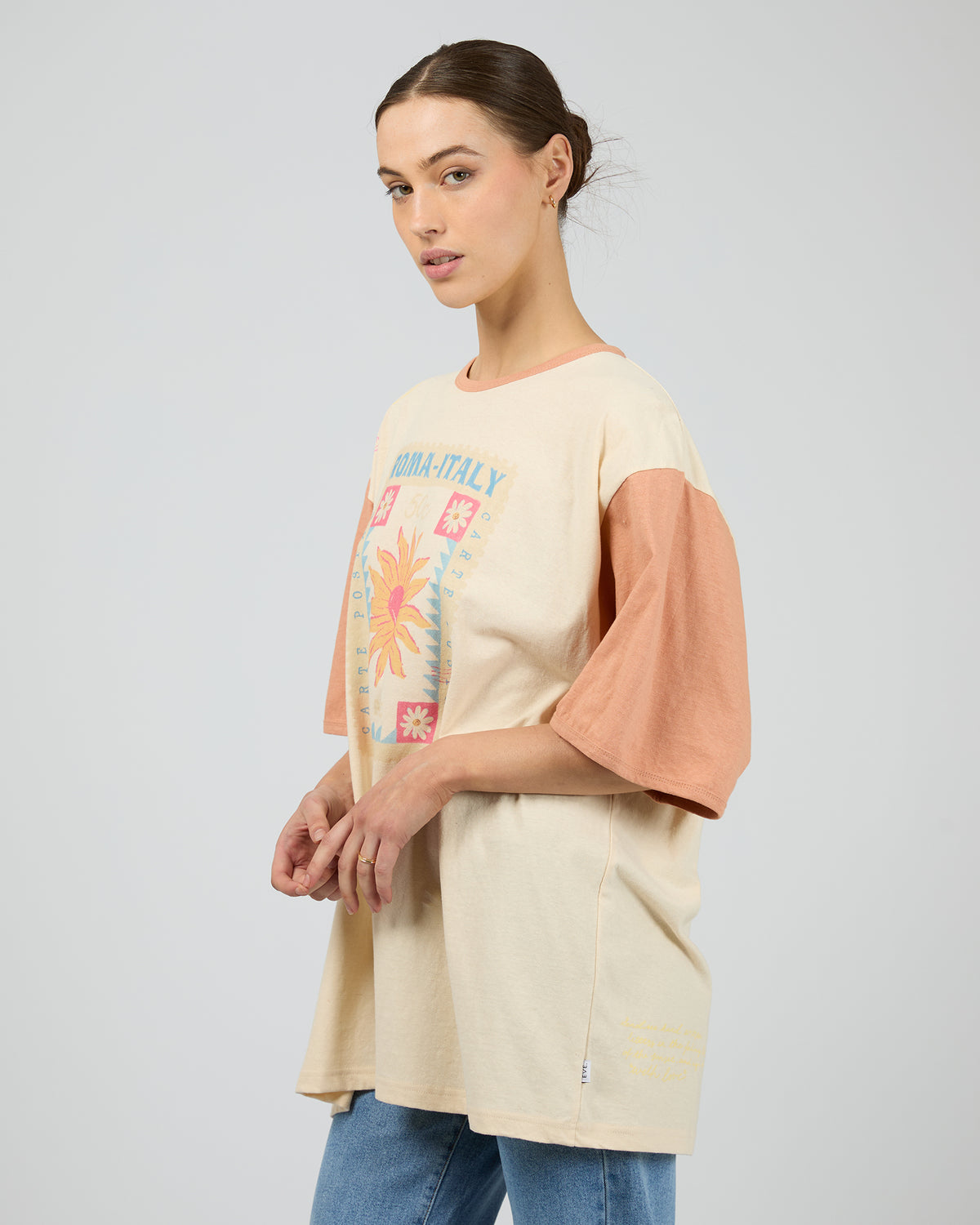 ALL ABOUT EVE / POSTCARDS OVERSIZED TEE VANILLA / 6469032