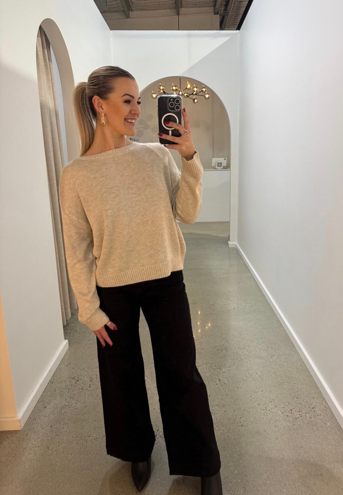 LITTLE LIES / VICTORIA KNIT TOP / OATMEAL / K25022603