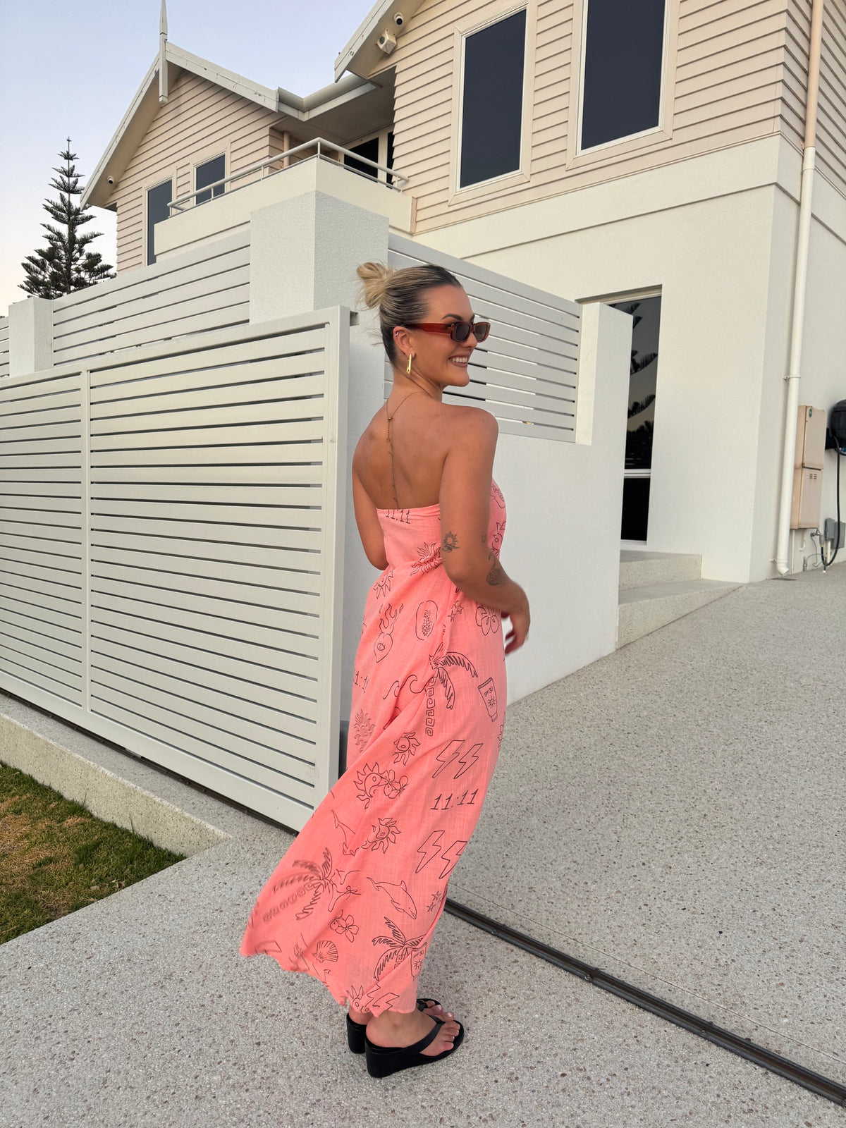 BY FRANKIE / PEACH ANGEL NUMBERS MAXI DRESS / 930-70