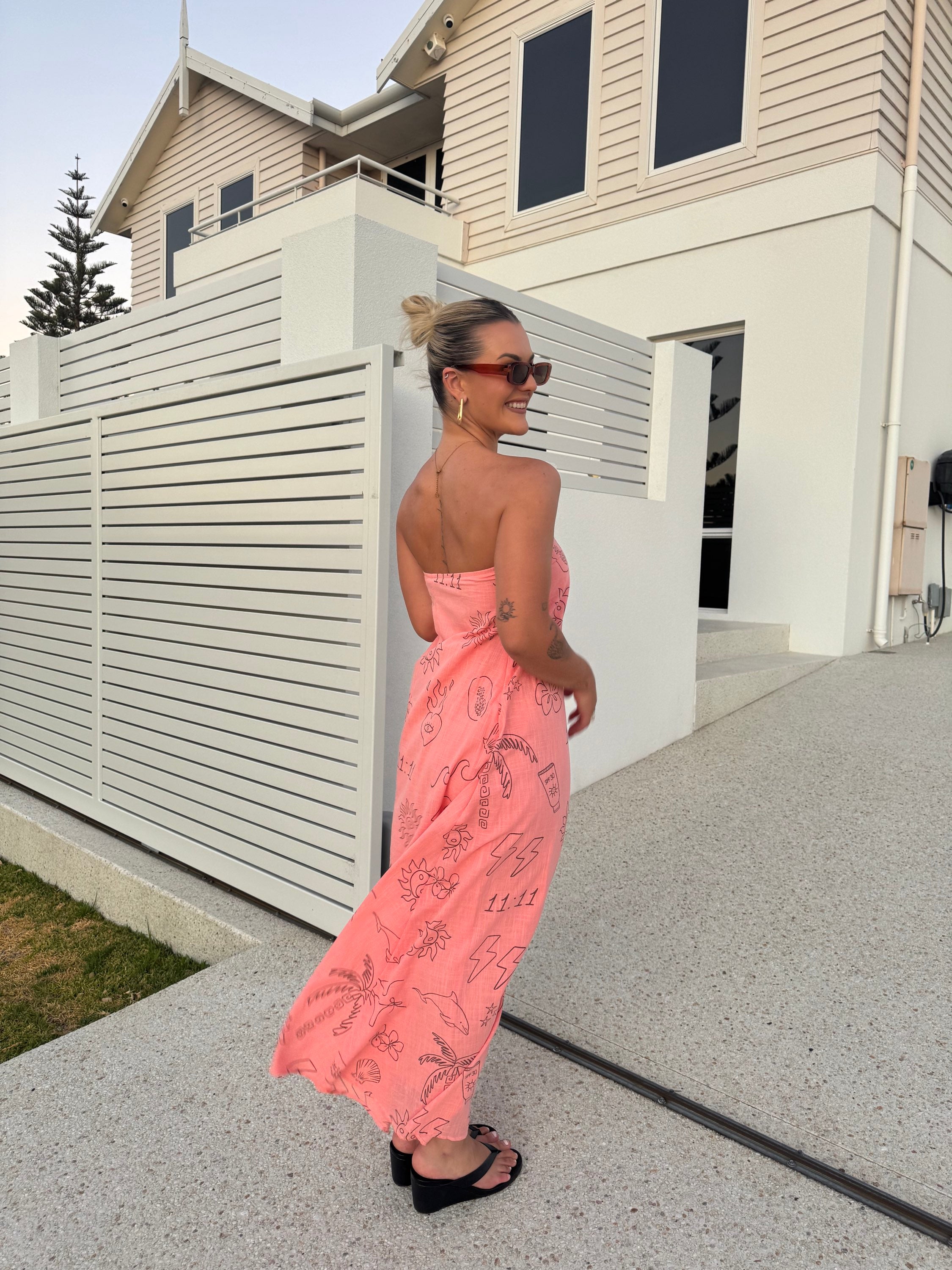 BY FRANKIE / PEACH ANGEL NUMBERS MAXI DRESS / 930-70