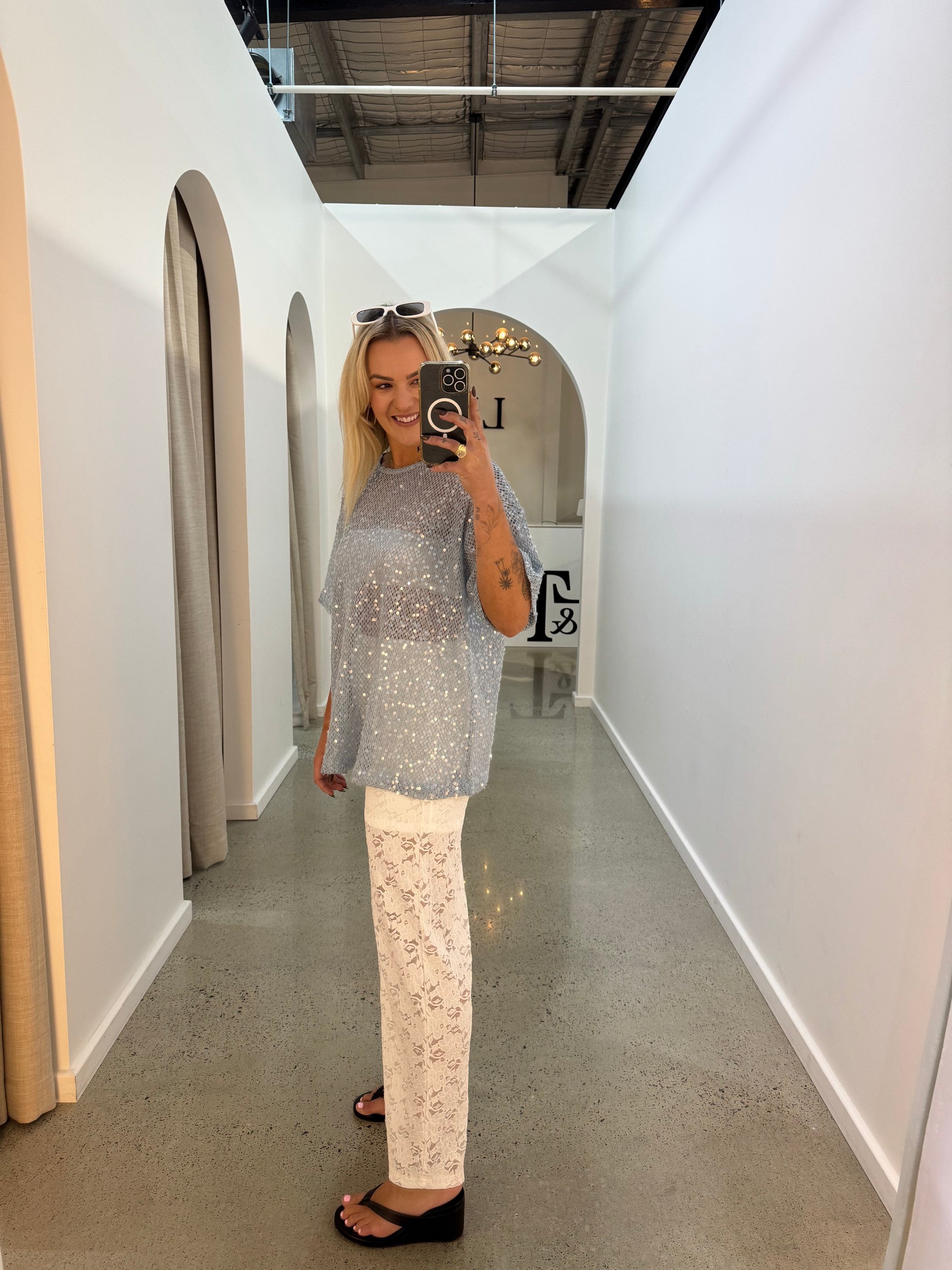 BY FRANKIE / BABY BLUE SEQUINS TEE / 231-18