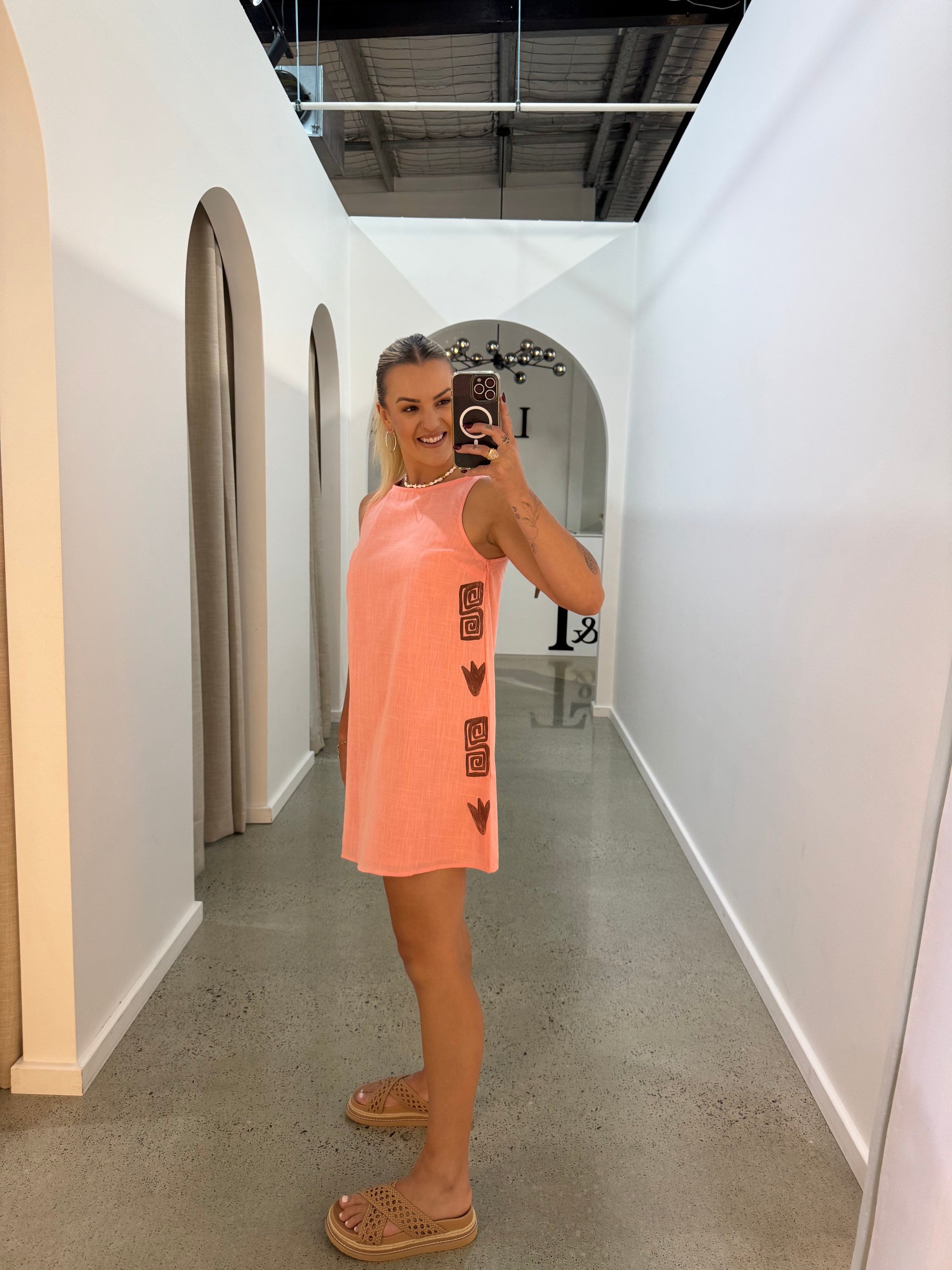 BY FRANKIE / PEACH CHOC SIDE PANEL SHIT DRESS / 144-12
