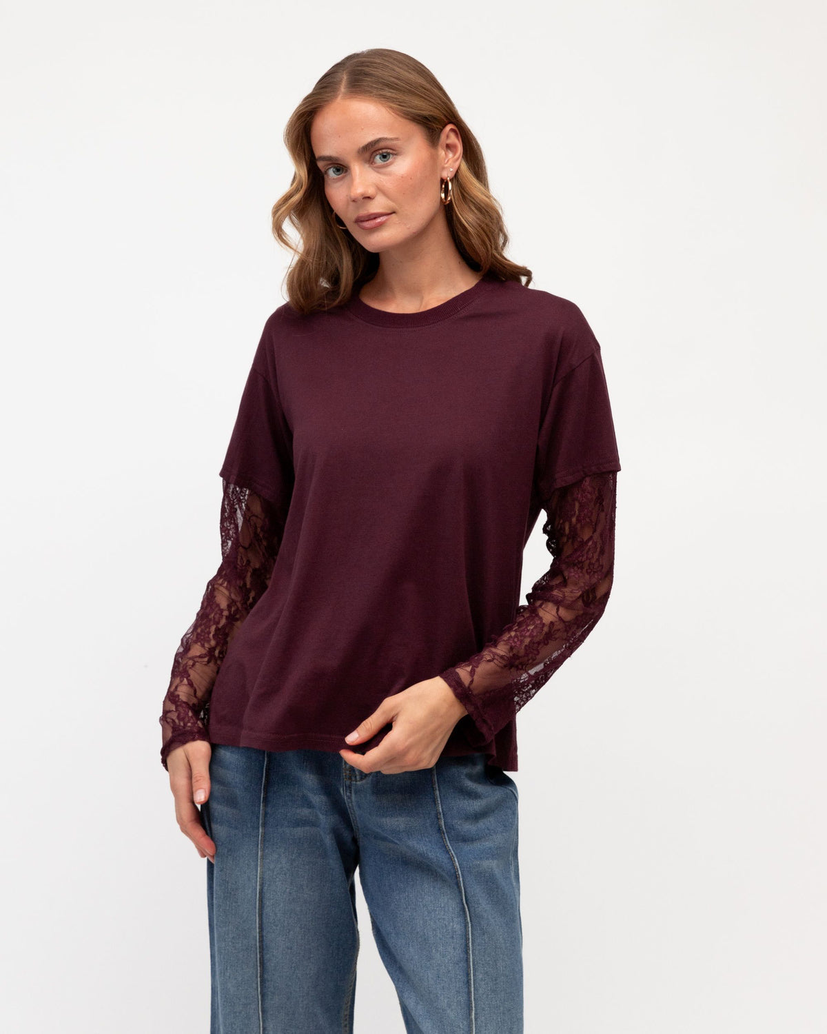 PAPER HEART / LACED UP TEE / PLUM / PH14197