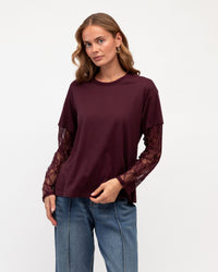 PAPER HEART / LACED UP TEE / PLUM / PH14197