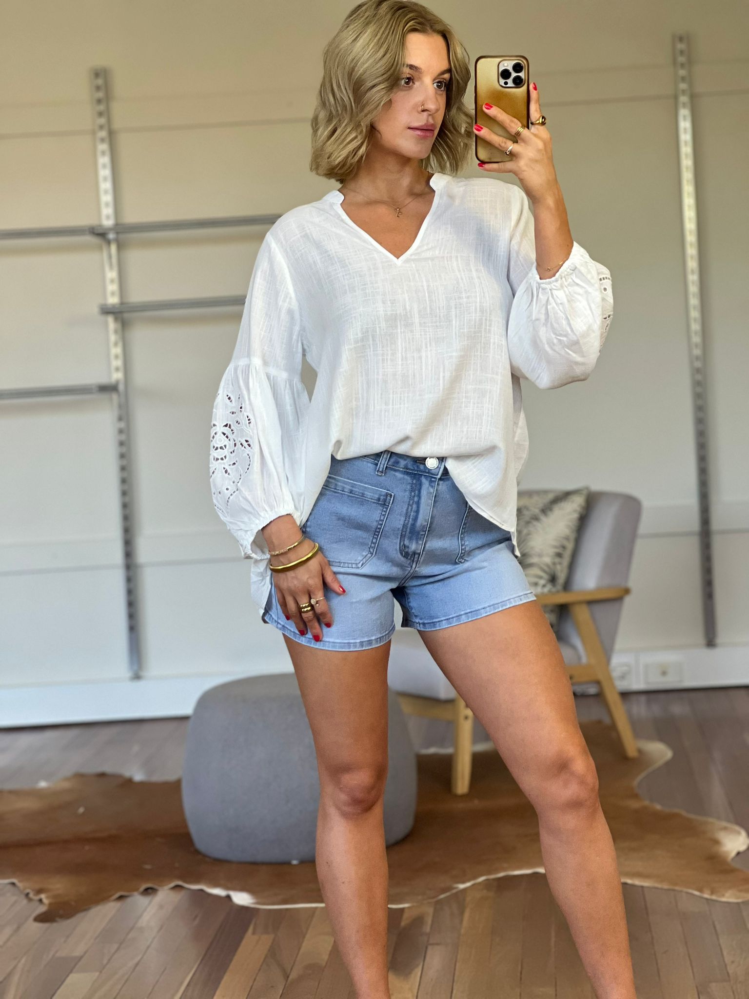 WHITE CLOSET / LAZER CUT ANNABEL TOP / TF11537