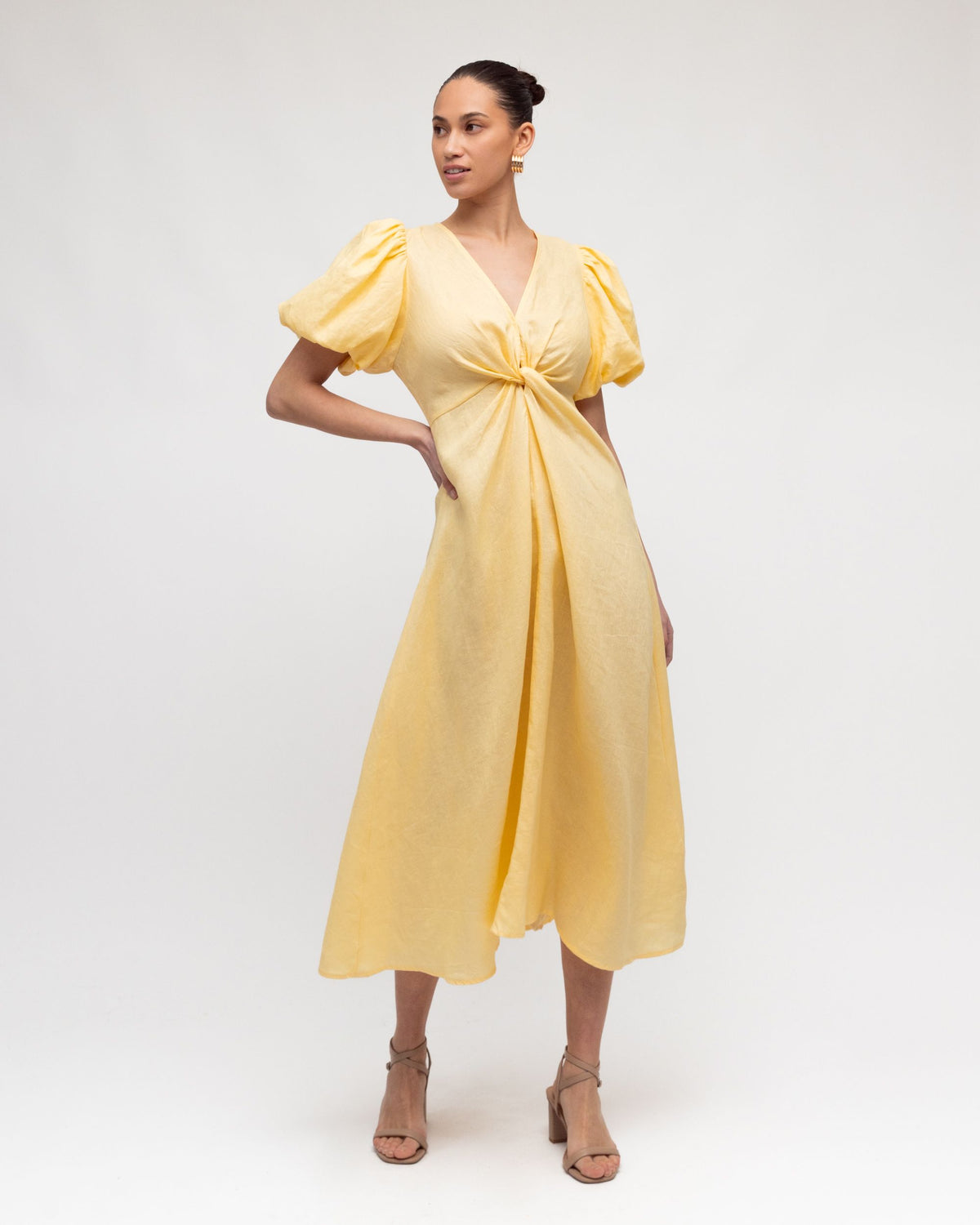 WHITE CLOSET / LEMON TWIST LINEN DRESS / TFL8545-27