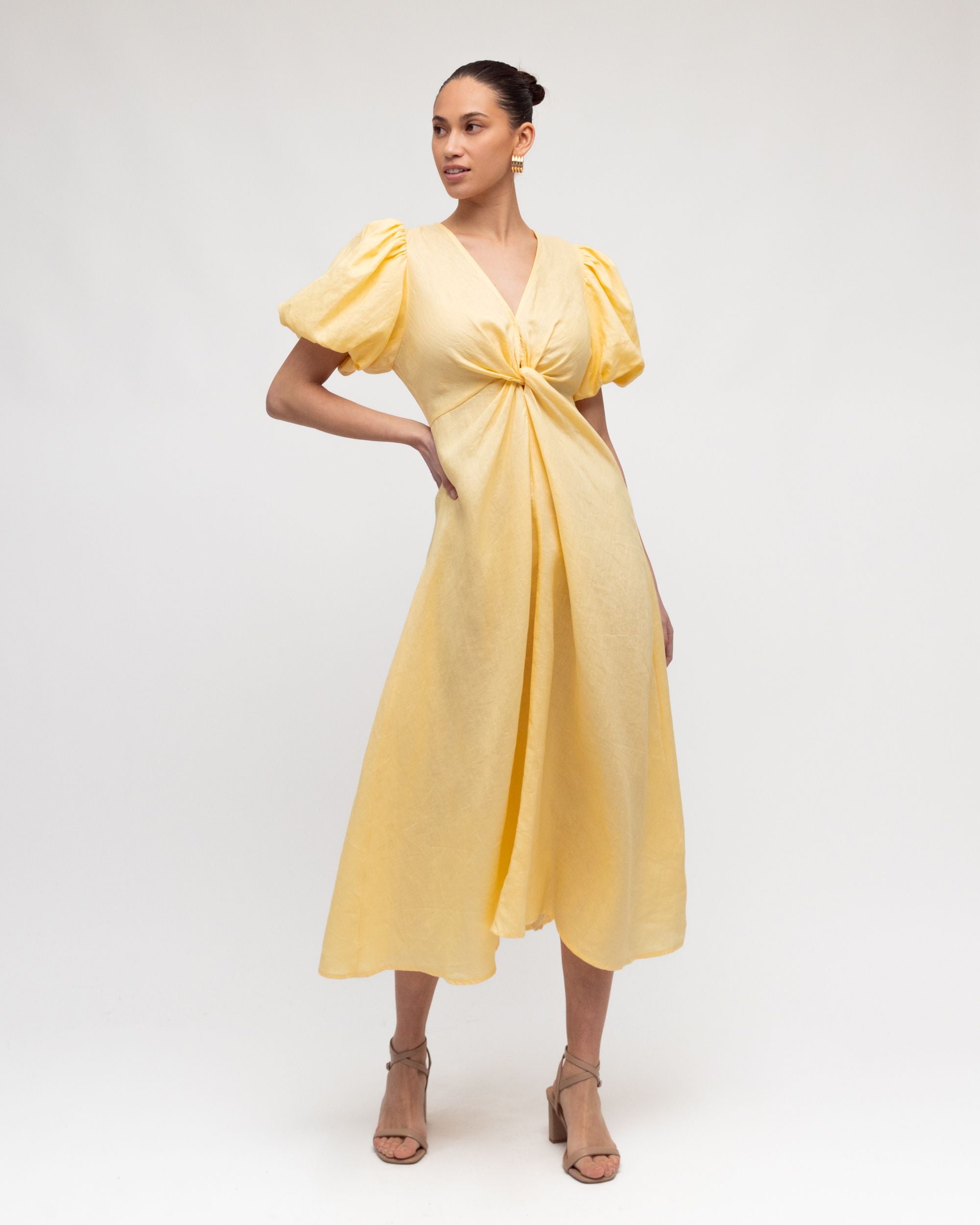 WHITE CLOSET / LEMON TWIST LINEN DRESS / TFL8545-27