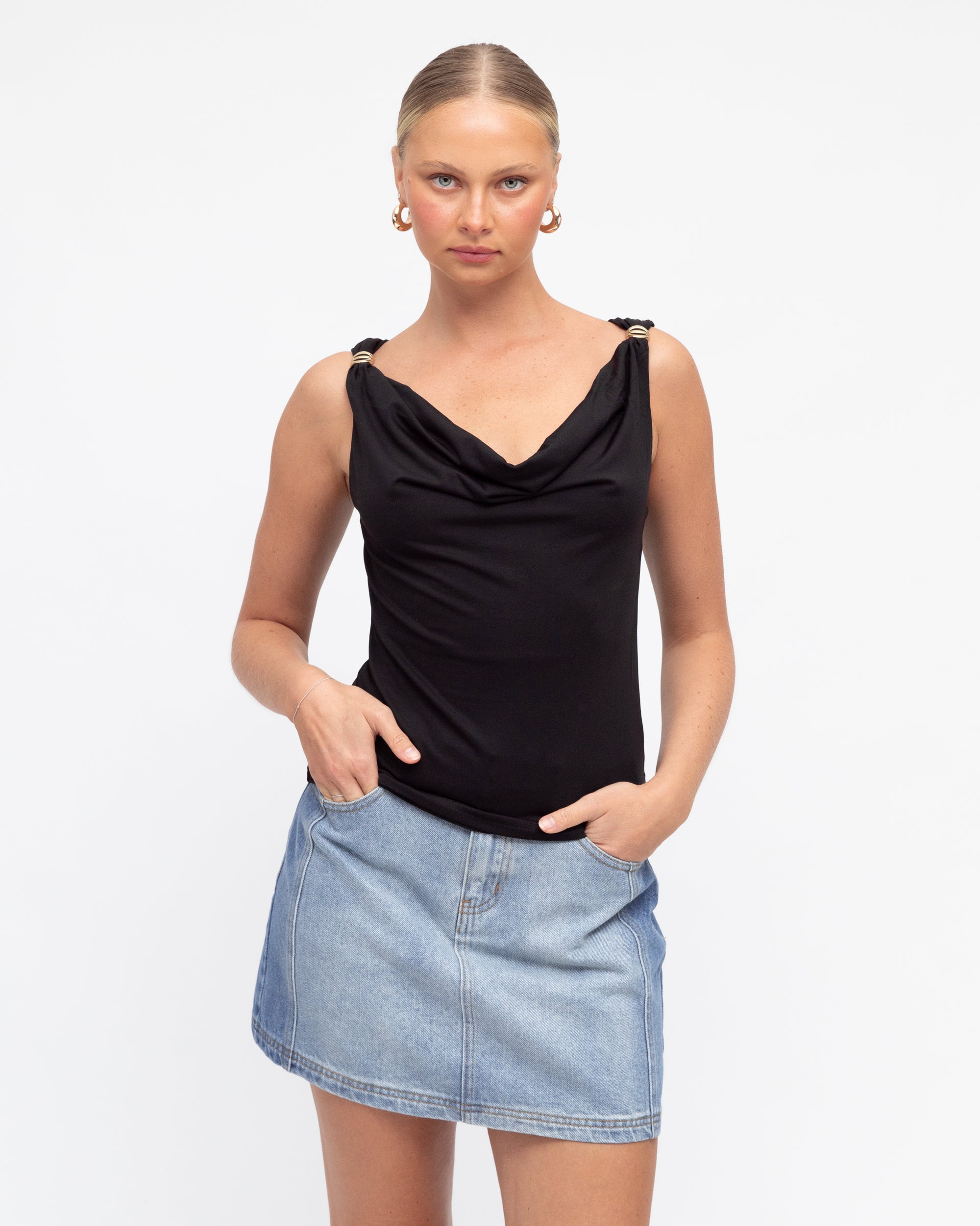 CAMILLA COWL KNECK TOP