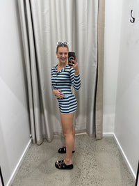 BY FRANKIE / BLUE/CHOC WAFFLE SHIRT / 835-1