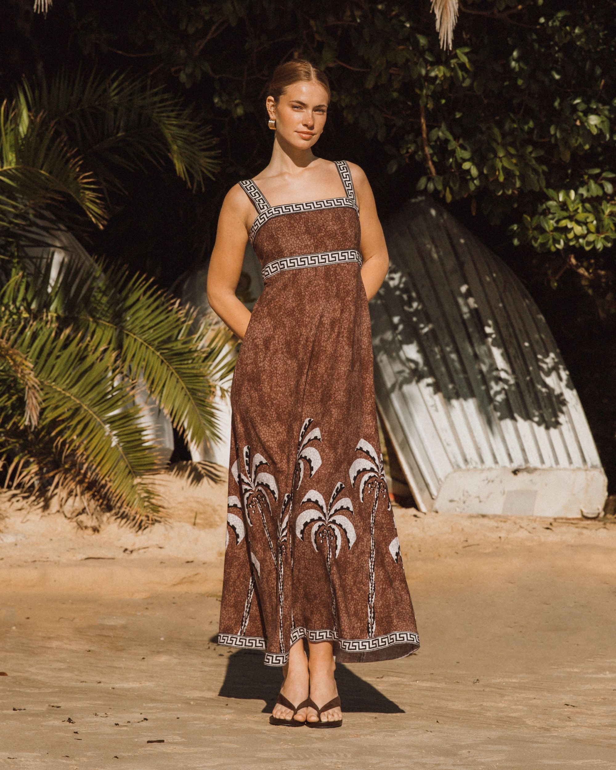 WHITE CLOSET / TROPICAL MOSAIC MAXI DRESS / TFE10853
