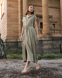 WHITE CLOSET / MARIETTE SHIRT DRESS / KAHKI / TF10746