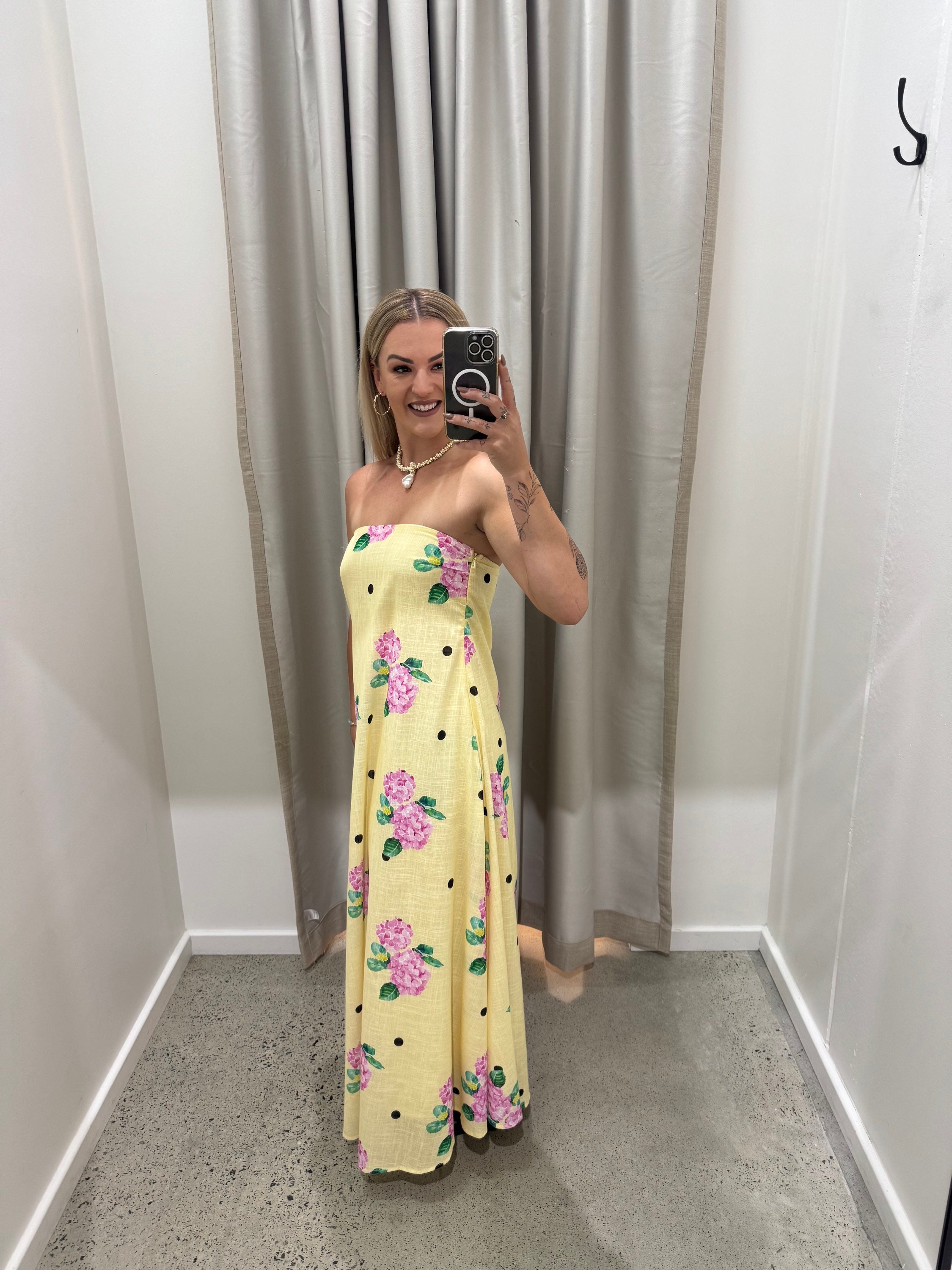 BY FRANKIE / YELLOW POKA MAXI DRESS / 930-56