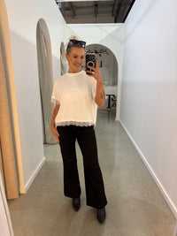 BY FRANKIE / WHITE ASSYM WHITE LACE TRIM TEE / 202601-3