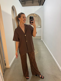 BY FRANKIE / CHOCOLATE - GOLD BUTTON SHIRT / 244-3