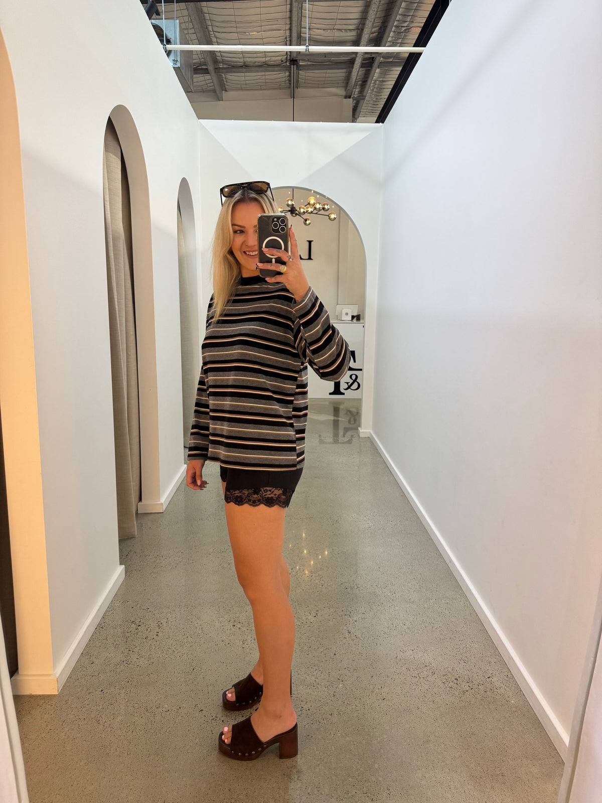 BY FRANKiE / BLACK STRIPED L/S TEE / 971-1